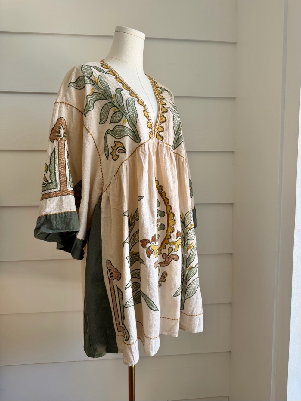 Zara Embroidered Linen Blend Mini Dress size L - Picture 6 of 12